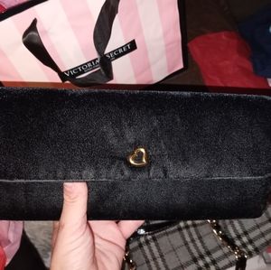Felt black Victoria secret clutch